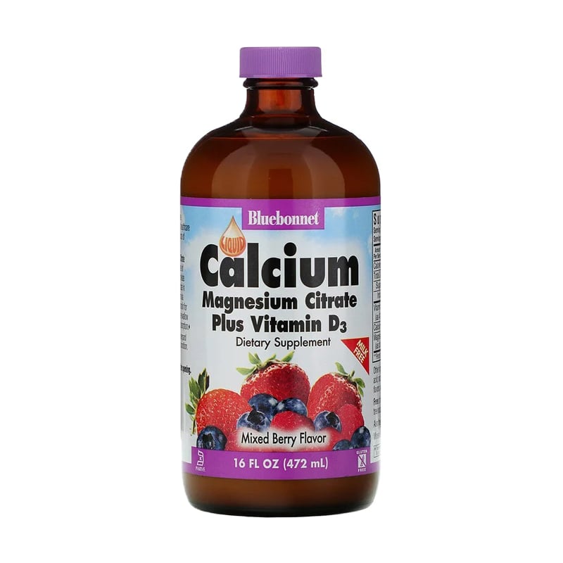 Кальцій, цитрат магнію з вітамін Д3 Bluebonnet Nutrition Calcium, Magnesium Citrate With Vitamin D3 зі смаком ягід, у рідині, 472 мл